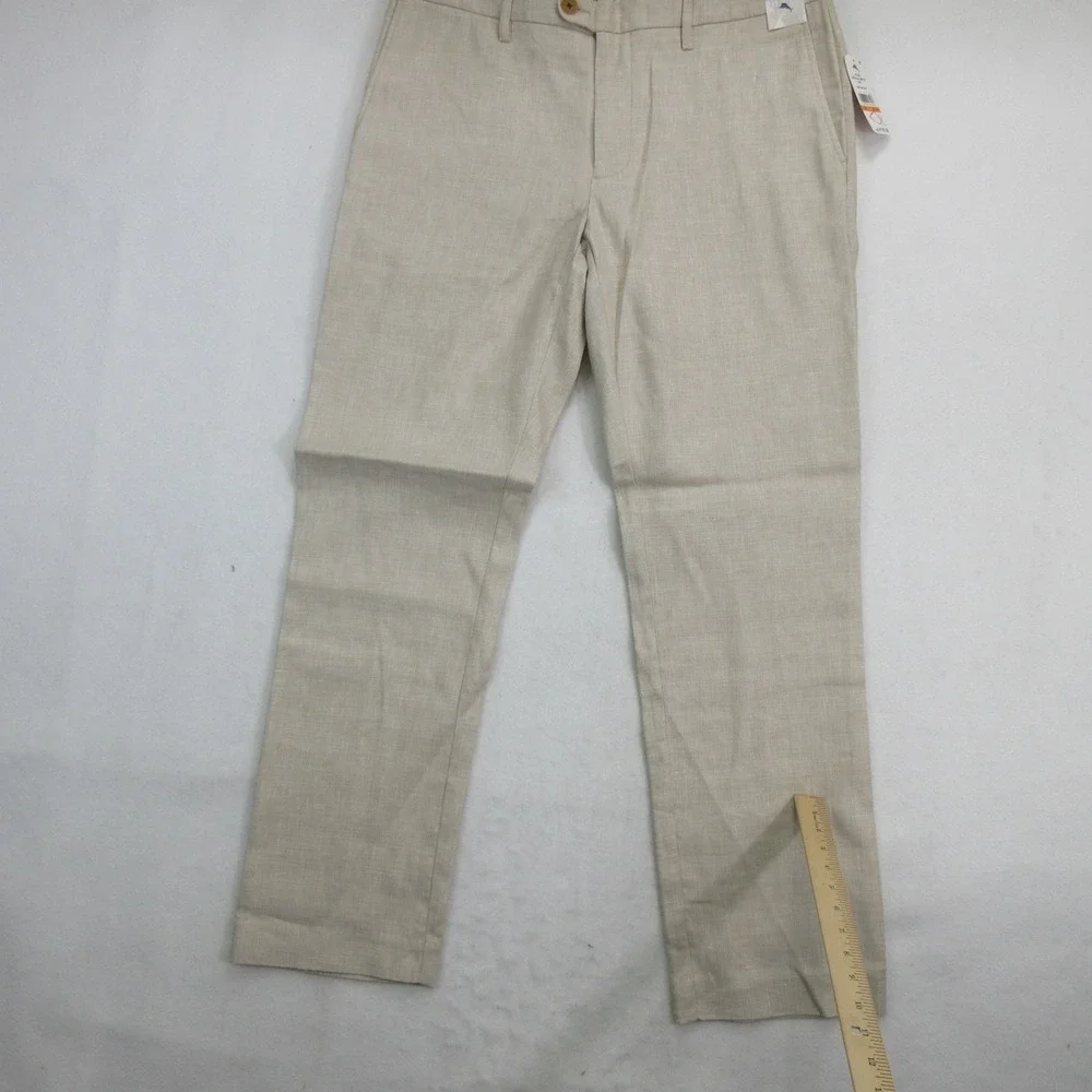 Tommy Bahama Men Dress Pants 33x30 Latigo Beach Linen Khaki Stretch New DEFECT